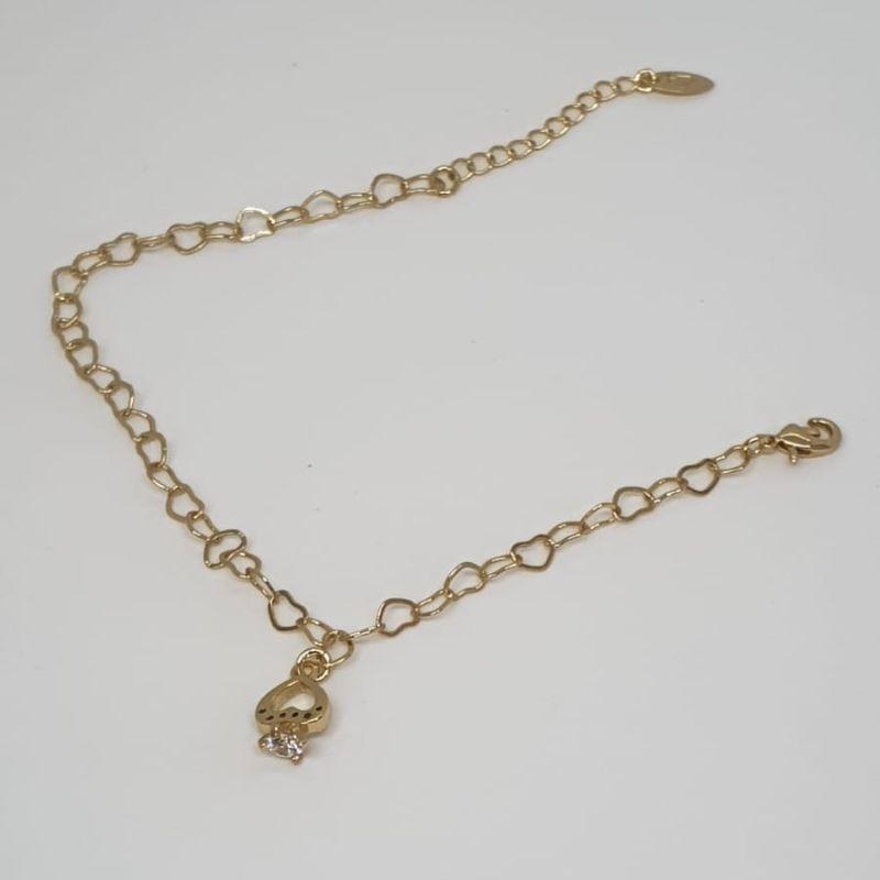 PULSEIRA ELO CORACAO PINGENTE SOLITARIO C/ZIRCONIA