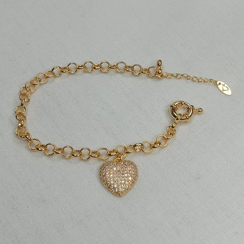 PULSEIRA PORTUGUESA CORAÇÃO CRAVEJADO