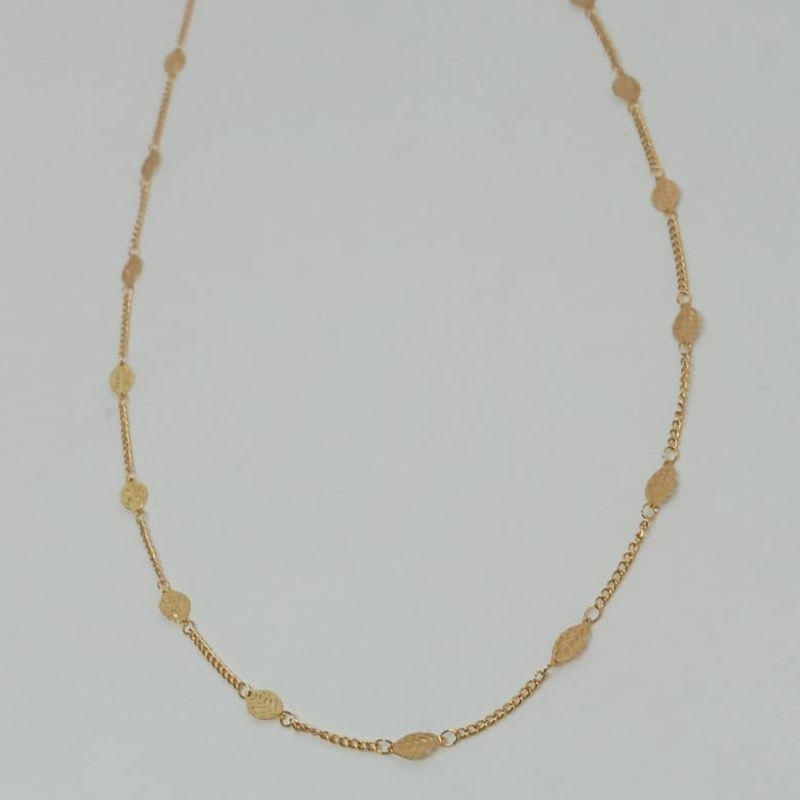 GARGANTILHA  ELOS IGUAIS C/FOLHAS 80 CM