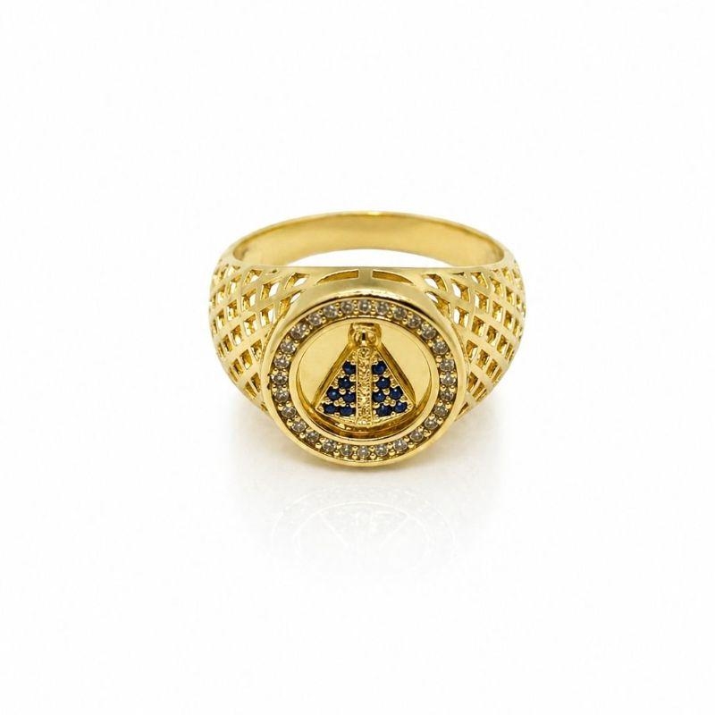 ANEL NOSSA SENHORA C/ ZIRCONIA SAIRA REDE NA LATERAL