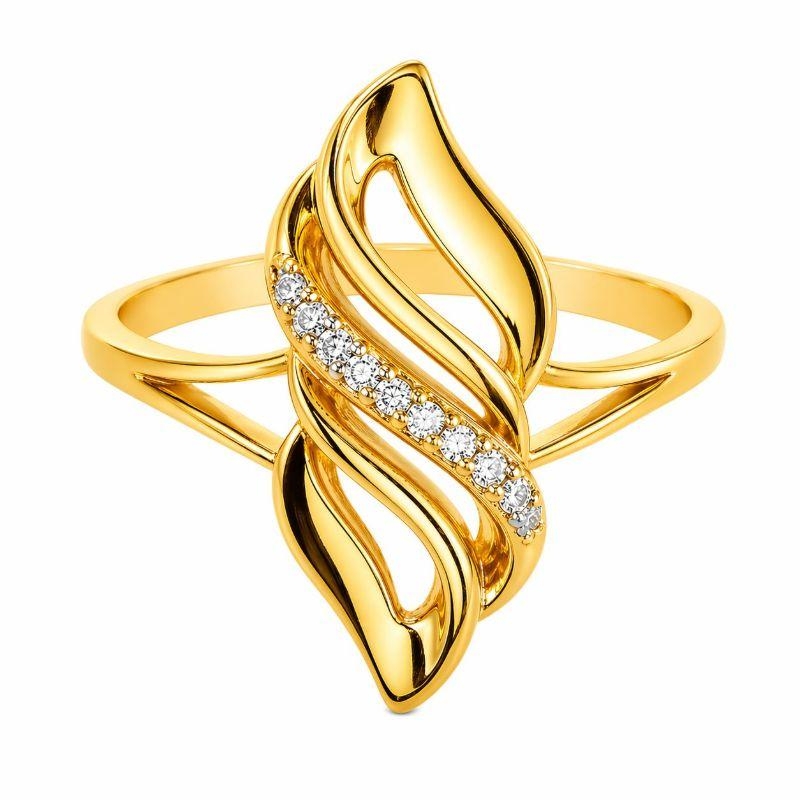 ANEL VAZADO FOLHA C/ DETALHE EM ZIRCONIA