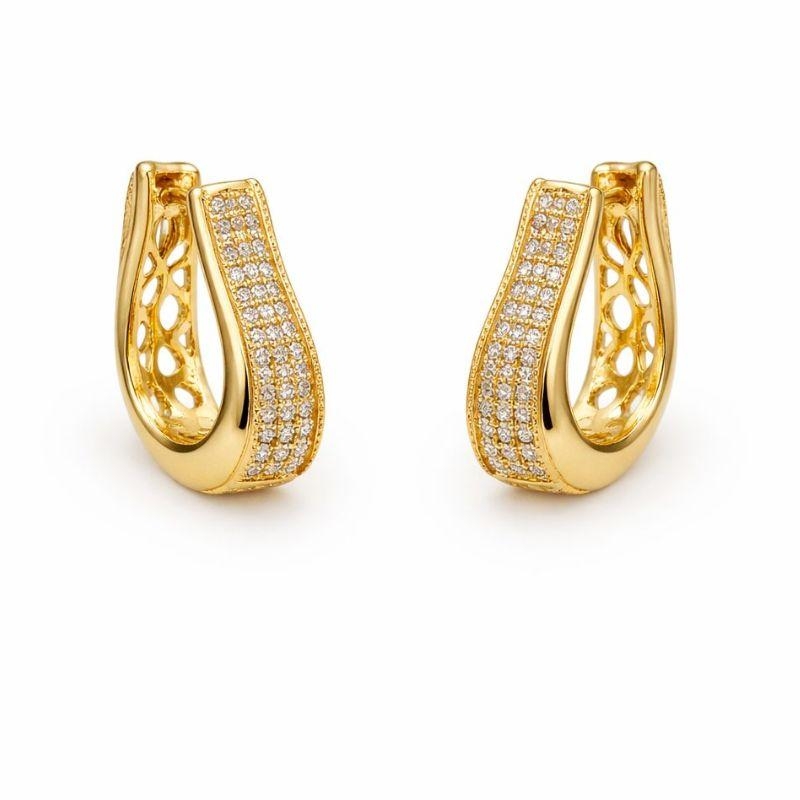 BRINCO ARGOLA BICO DE PATO LARGO CRAVEJADO