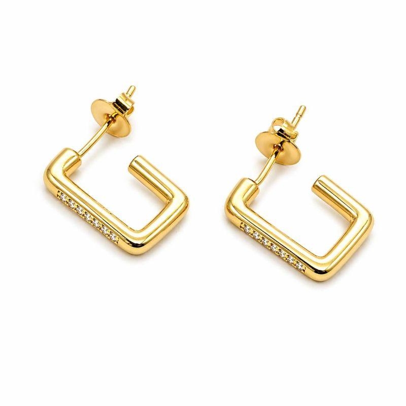 BRINCO ARGOLA QUADRADA CRAVEJADA