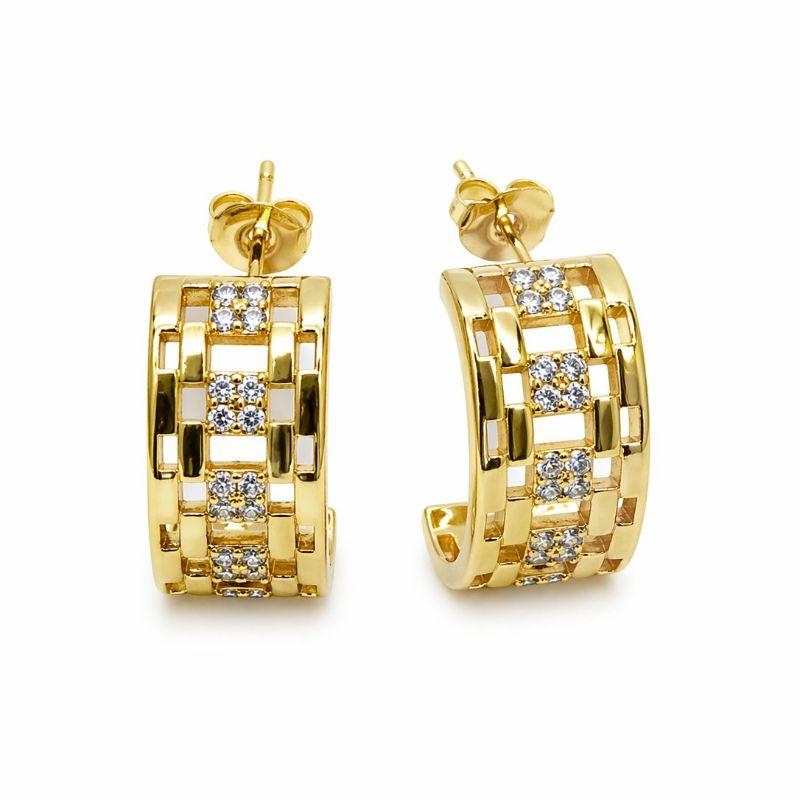 BRINCO MEIA ARGOLA DETALHES CRAVEJADO NO MEIO