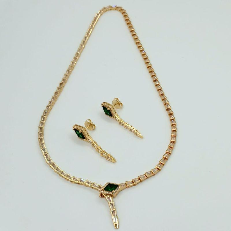 CONJUNTO GARGANTILHA E BRINCO INPIRACAO TIFFANY