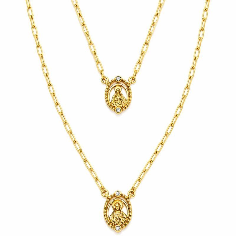 GARGANTILHA ESCAPULARIO CARTIE MEDALHA OVAL VAZADA