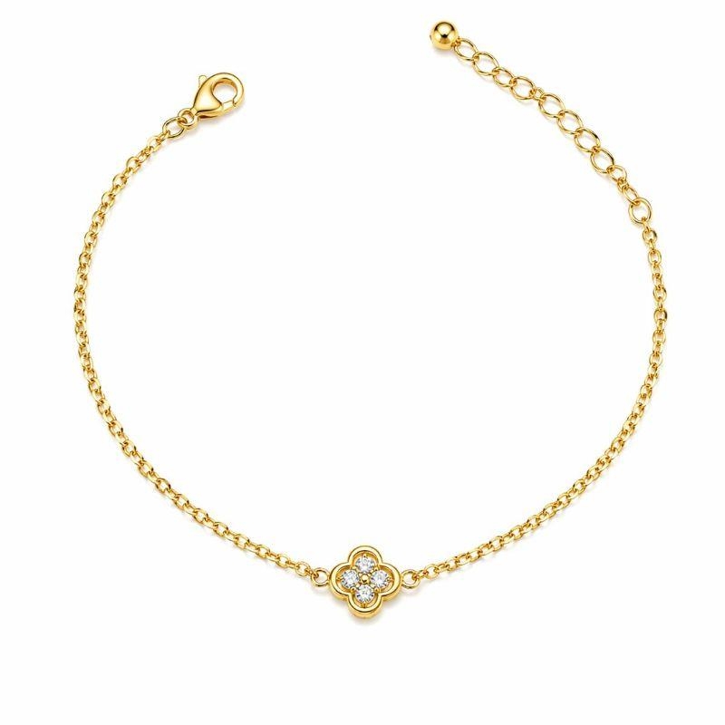 PULSEIRA PORTUGUESA FINA C/PINGENTE FLOR ZIRCONIA