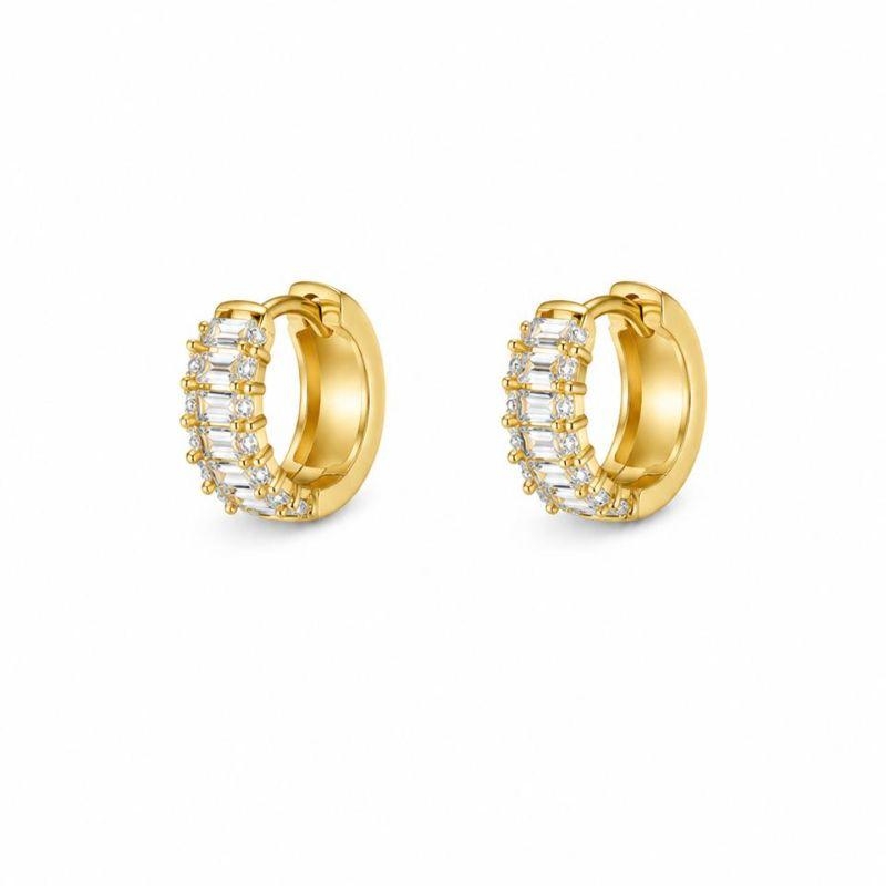 BRINCO ARGOLA CLIK TRES FILEIRAS ZIRCONIA BAGUETE