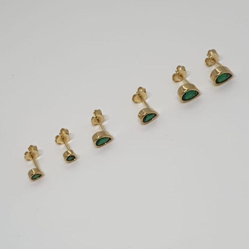 BRINCO TRIO GOTA PEDRA VERDE