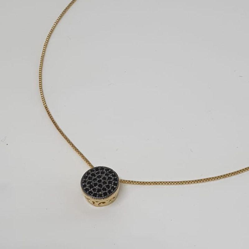 GARGANTILHA VENEZIANA  C/ PONTO CRAVEJADO ZIRCONIA NEGRA