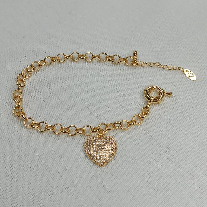 PULSEIRA PORTUGUESA CORAÇÃO CRAVEJADO