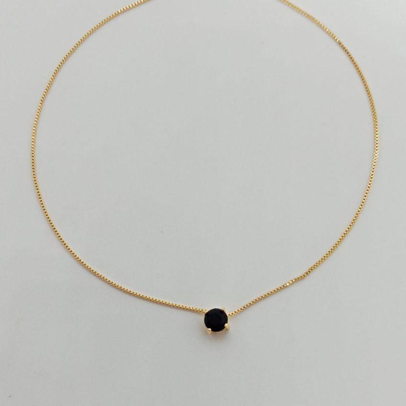 GARGANTILHA PONTO DE LUZ ZIRCONIA NEGRA M