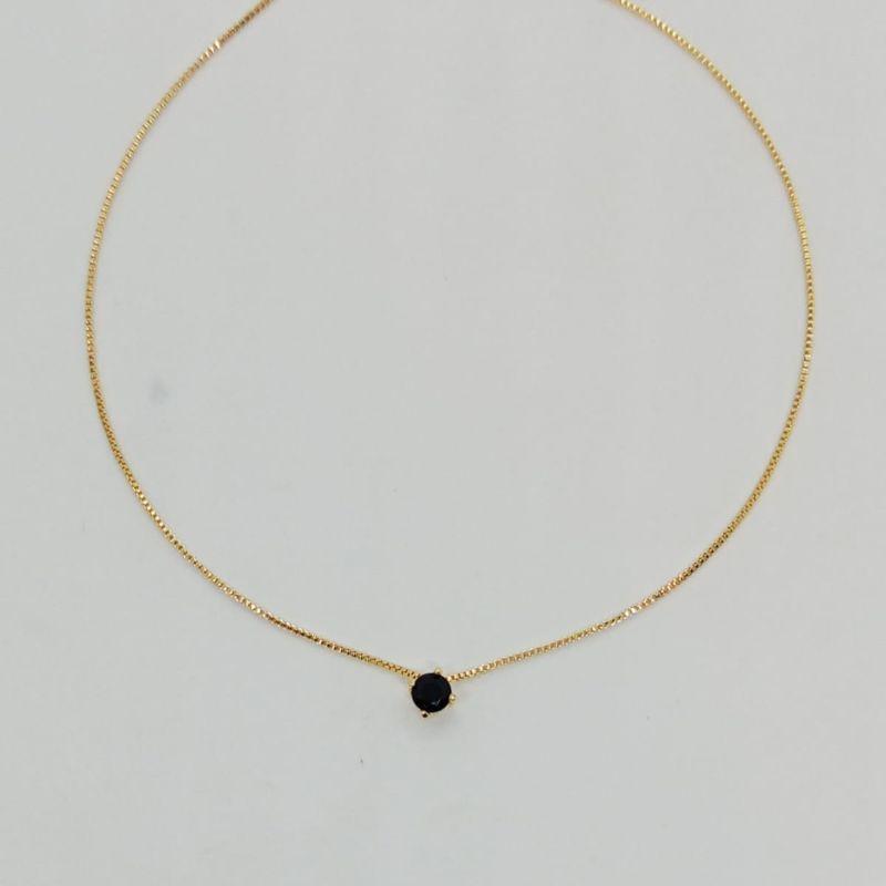 GARGANTILHA PONTO DE LUZ ZIRCONIA NEGRA P