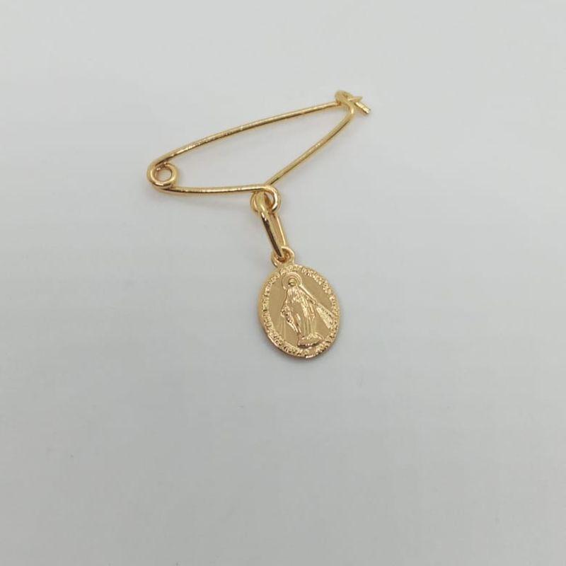 PINGENTE ALFINETE C/ MEDALHA NOSSA SENHORA DAS GRACAS