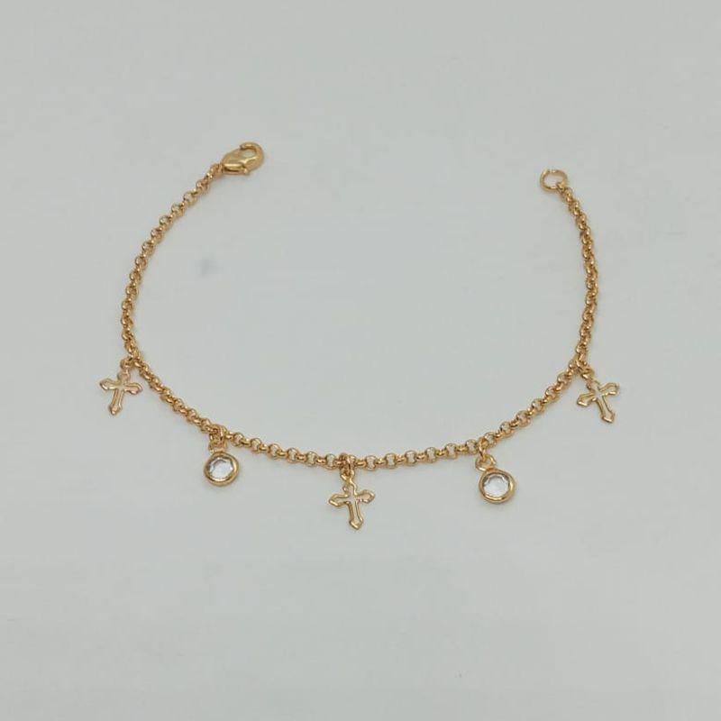 PULSEIRA PORTUGUESA  CRUZ E ZIRCONIA INFANTIL