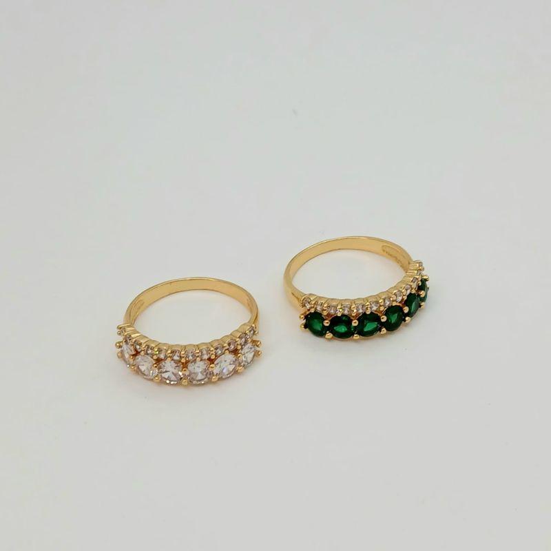 ANEL 1/2 ALIANCA DUPLA  C/ ZIRCONIA MAIOE E MENOR