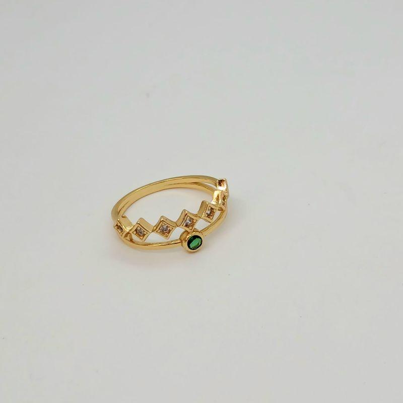 ANEL DUPLO  7 TRIANGULOS C/ZIRCONIA E UM ARO C/ ZIRCONIA CRAVACAO INGLESA