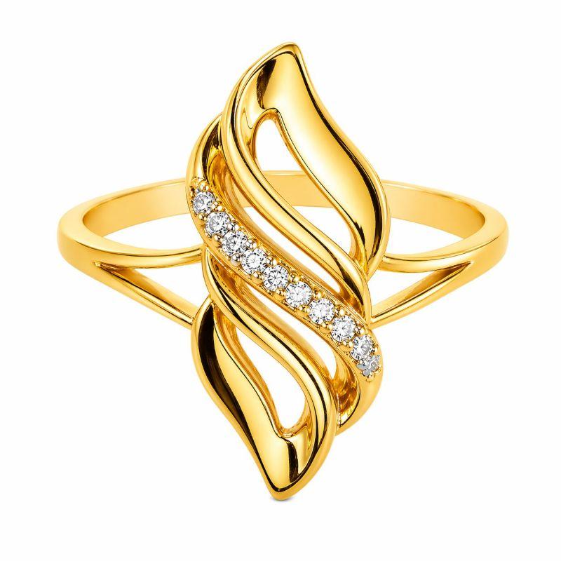 ANEL VAZADO FOLHA C/ DETALHE EM ZIRCONIA