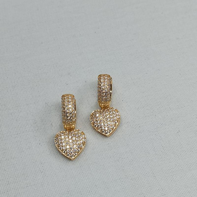 BRINCO ARGOLA CORACAO PENDURADO CRAVEJADO