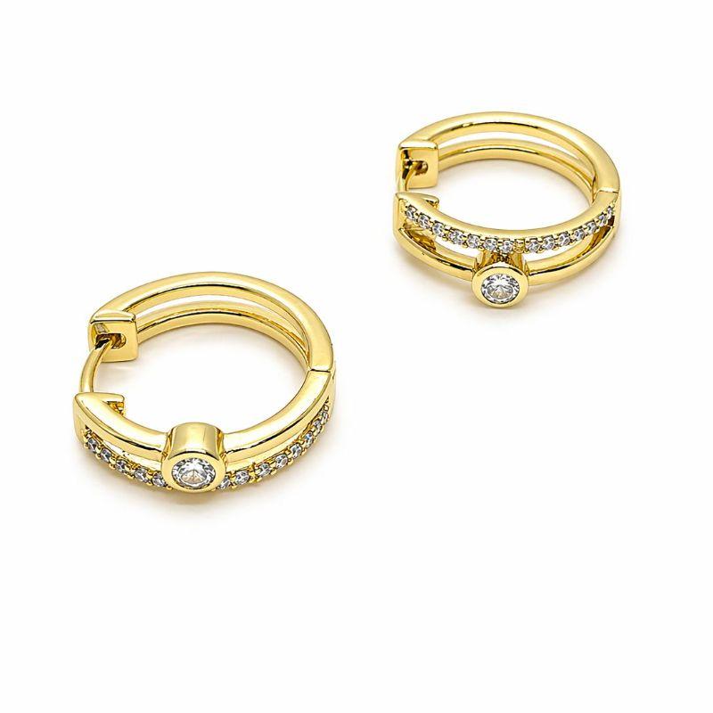 BRINCO ARGOLA DUPLA UMA CRAVEJADA  E UMA C/ ZIRCONIA NO MEIO