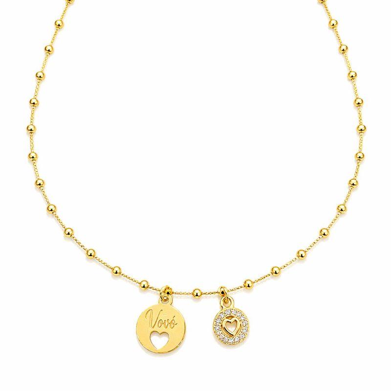 GARGANTILHA VENEZIANA C/ BOLINHA PINGENTE CORACAO PINGENTE VOVO