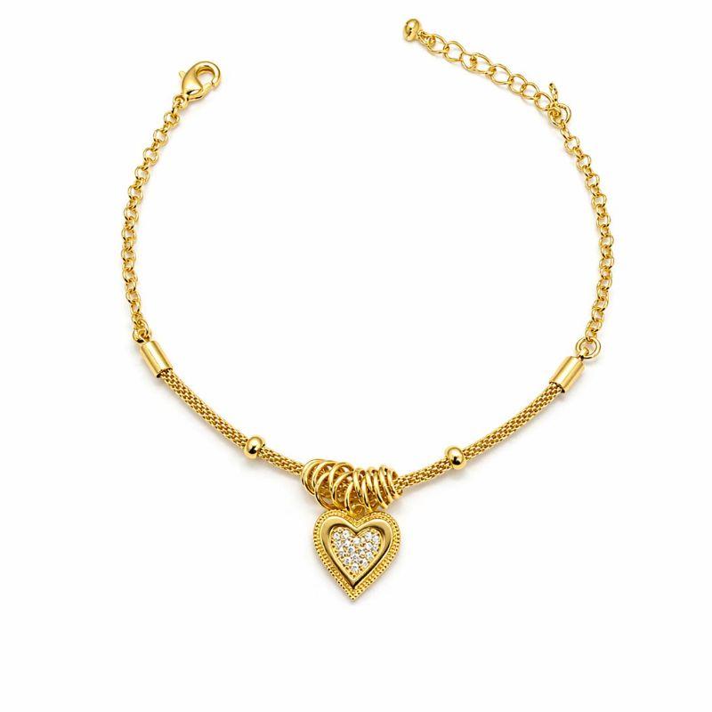 PULSEIRA  METADE PORTUGUESA METADE CORDA C/PINGENTE CORACAO C/ MEIO CRAVEJADO