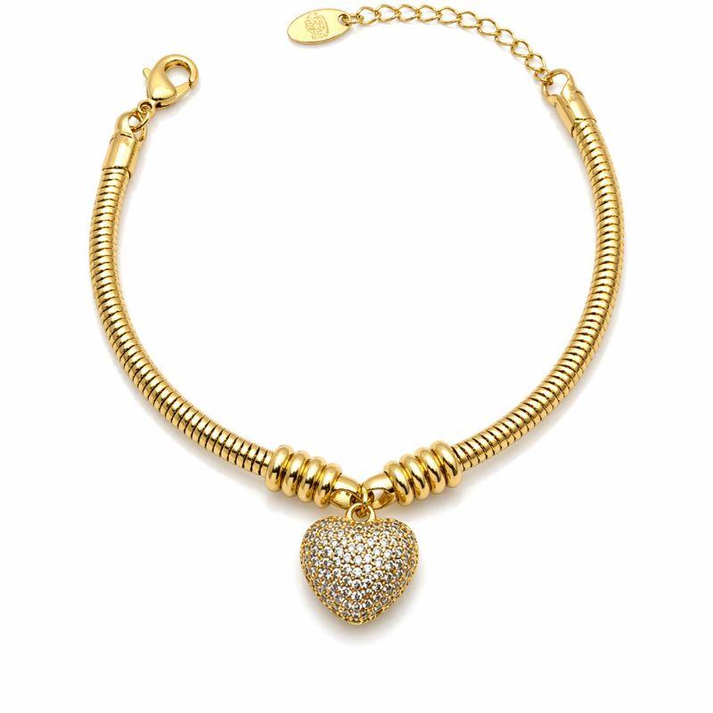 PULSEIRA  CORDA C/ PINGENTE CORAÇÃO CRAVEJADO
