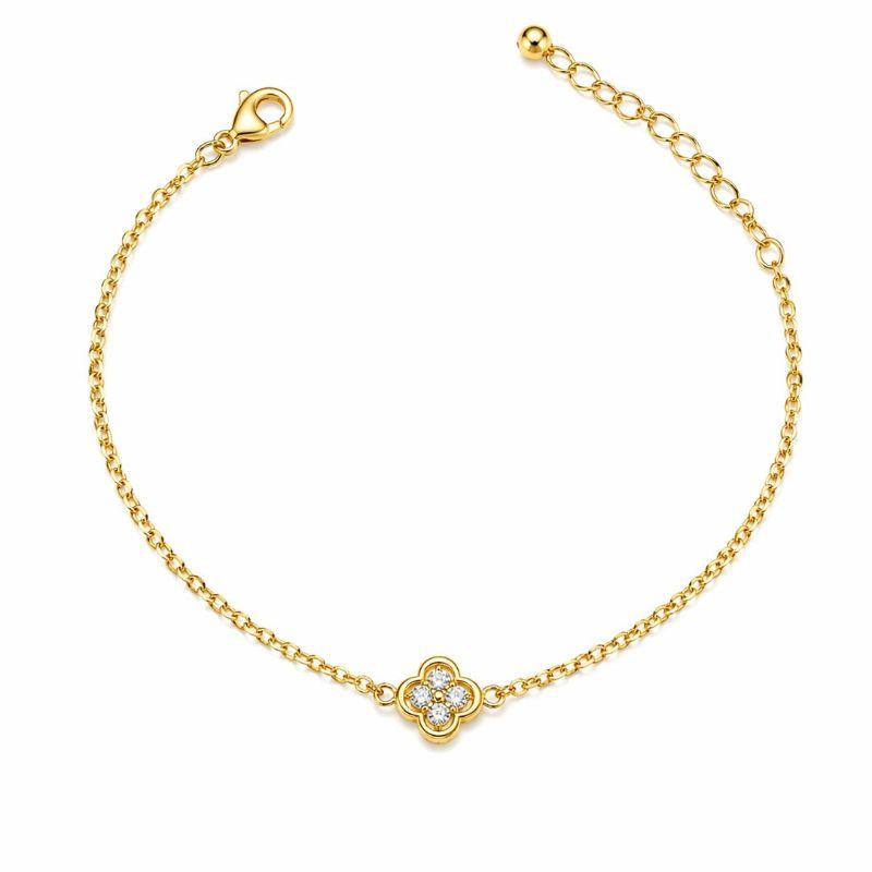 PULSEIRA PORTUGUESA FINA C/PINGENTE FLOR ZIRCONIA